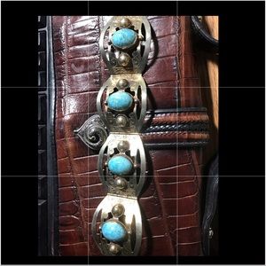 Mexican silvertone Turquoise bracelet